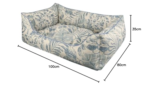 Dandy Dog Hundebett Flora Topaz - abziehbar Bezug und Füllung waschbar robuste kuschelige Leinenoptik hochwertige Qualität Made in Germany - Größe XL