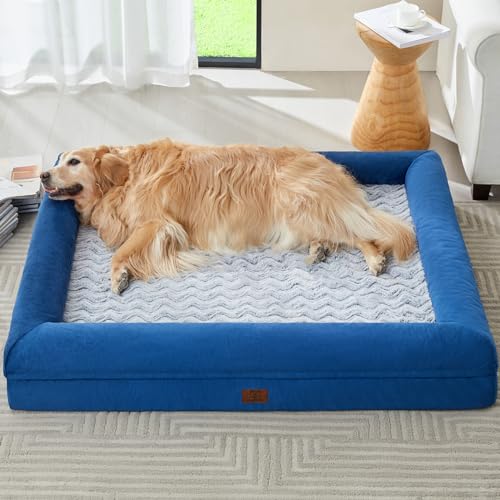 WNPETHOME Waschbare Hundebetten für große Hunde, XL-Hundesofa, orthopädisches Hundesofabett mit abnehmbarem und wasserdichtem Bezug, extra großes Hundebett mit Nackenrollen zum Schlafen, große