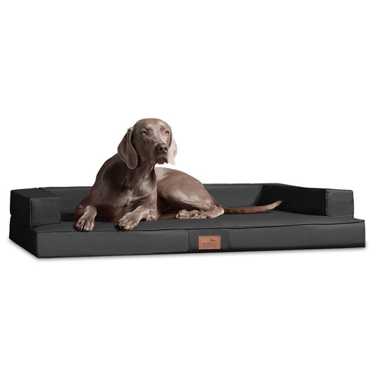 tierlando® Orthopädisches Design Hundesofa Gibson VISCO Kunstleder kubische Form (GI6- XXL 150cm, 02 Graphit)