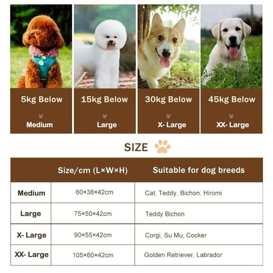 ALEjon Luxury Wooden Dog Bed with Grey Soft Mat and Fence - Winter Pet Bed for Dogs of, Elevated Orthopedic Detachable Dog House, Multicolored, 75 x 50 cm.