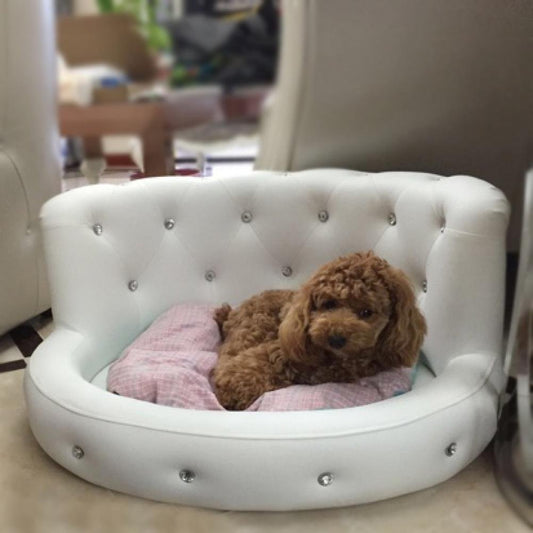 Hundebett Princess Tactic VIP Bichon Diamond Puppy Kennels Bed Washable Leather Summer Pet Sofa Luxury White