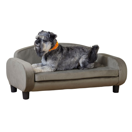 Paws & Purrs Hundesofa, 90,2 cm, moderne Haustier-Couch für mittelgroße Hunde, mit waschbarem, abnehmbarem Bezug, stilvolles, erhöhtes Hundebett, Aschbraun