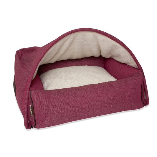 KONA CAVE® - Luxuriöses Kuschelhöhlenbett - Himmelbett – Katzenhöhlen für Katze und Hundehöhle für kleine Hunde - Abnehmbarer Höhlendach - Rosa