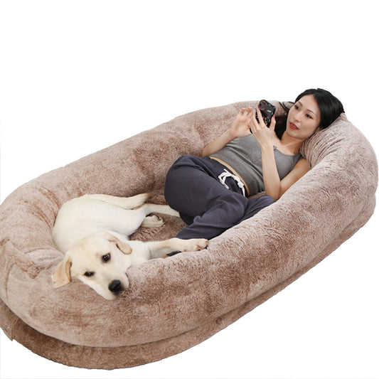 Gmpeccable Katzenbett, Hundebett Grosse Hunde Orthopädisches Hundebett Flauschig Hundekissen Hundekörbchen mit Hoher Rand Waschbar Hundesofa mit Kaninchenhaar 190 x 120 x 30 cm