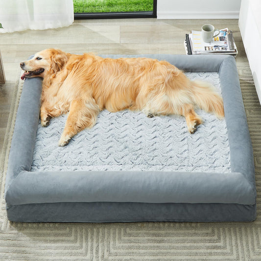 WNPETHOME Waschbare Hundebetten für große Hunde, XXXXL Hundebett, orthopädisches Hundesofa mit abnehmbarem und wasserdichtem Bezug, extra großes Hundebett mit Nackenrollen zum Schlafen, riesiges